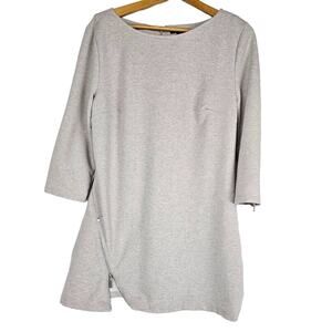 Women’s EUC H by Halston Gray Knit Dress Long sleeve MEDIUM Zipper Accent